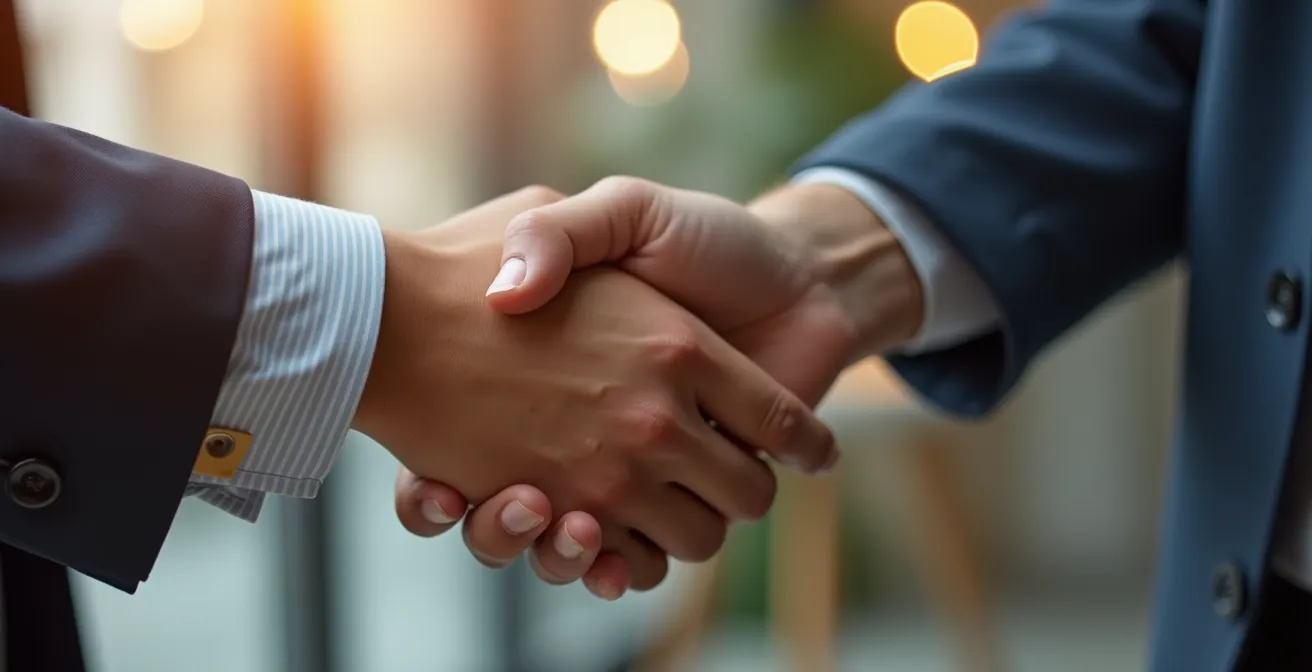Poignée de main professionnelle symbolisant un accord négocié
