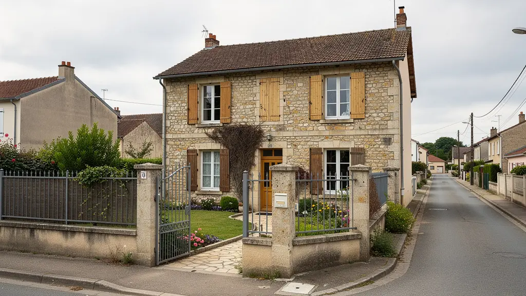 Maison individuelle française typique avec jardin, objet de transmission patrimoniale