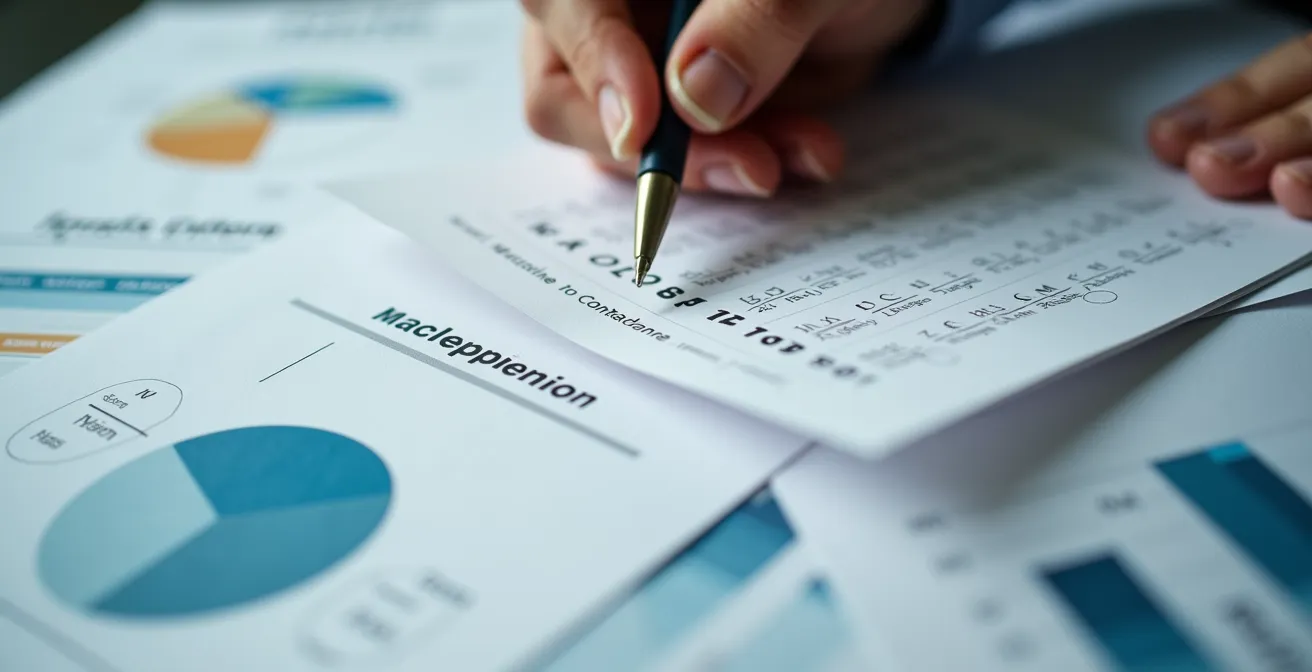 Vue macro de documents organisés prouvant l'inactivité d'un agent immobilier