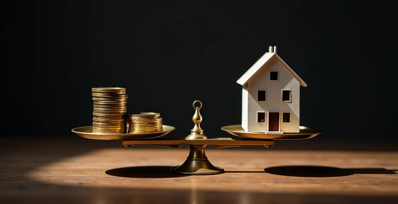 Balance équilibrée symbolisant l'arbitrage entre apport et épargne de précaution