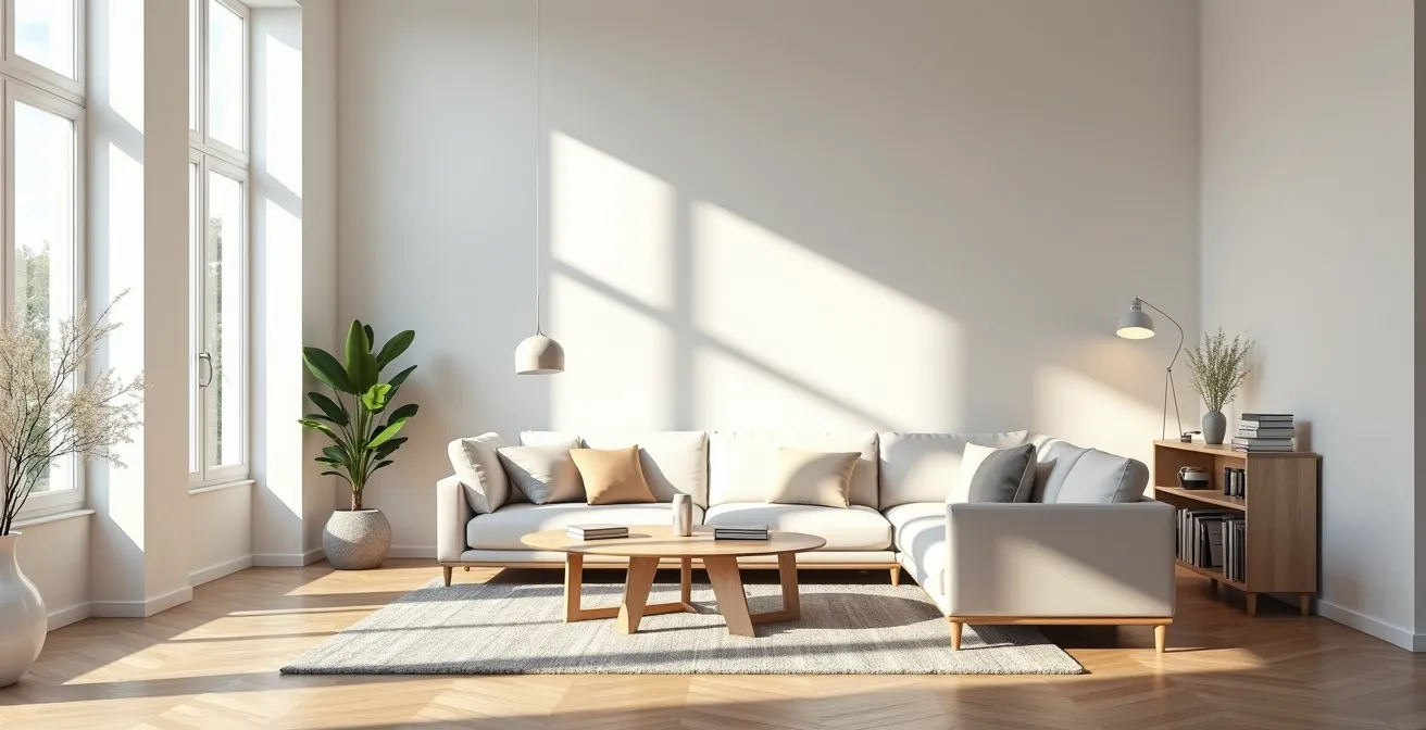 Intérieur de maison avec mobilier à évaluer pour réduction des frais de notaire