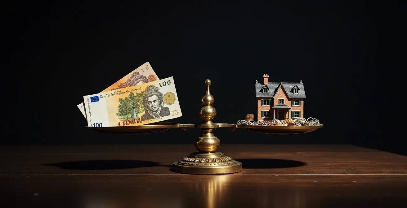 Balance de justice symbolisant l'évaluation des primes d'assurance-vie