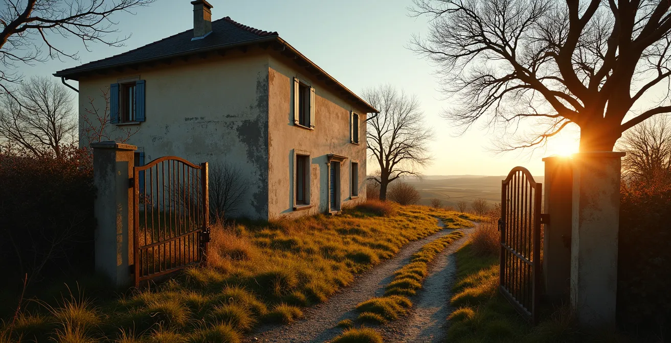 Maison familiale en indivision montrant les signes d'abandon