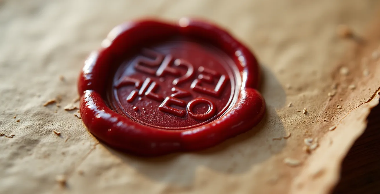 Détail macro de documents juridiques avec sceau de notaire